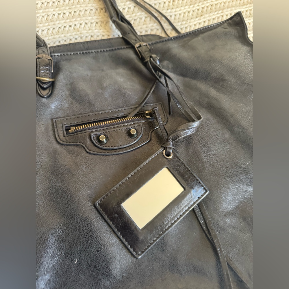 Balenciaga Vintage A4 Tote Bag Black Leather Rare Model - Picture 8 of 16